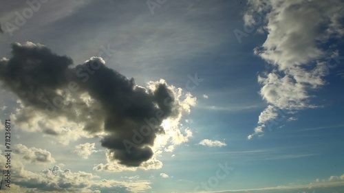 timelapse clouds in summer in blue sky with sun