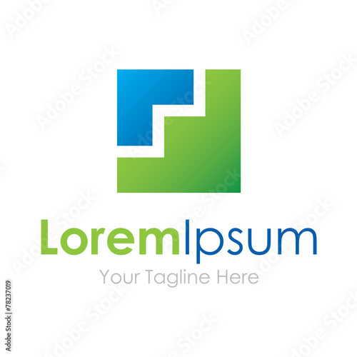 Green stairs od progress simple business icon logo