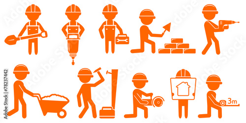 set repair man with tools for construction