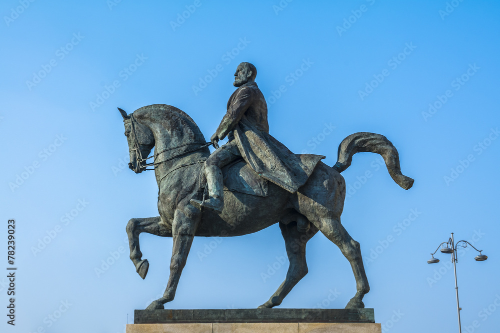 Equestrian statue representing the king Carol in Bucharest