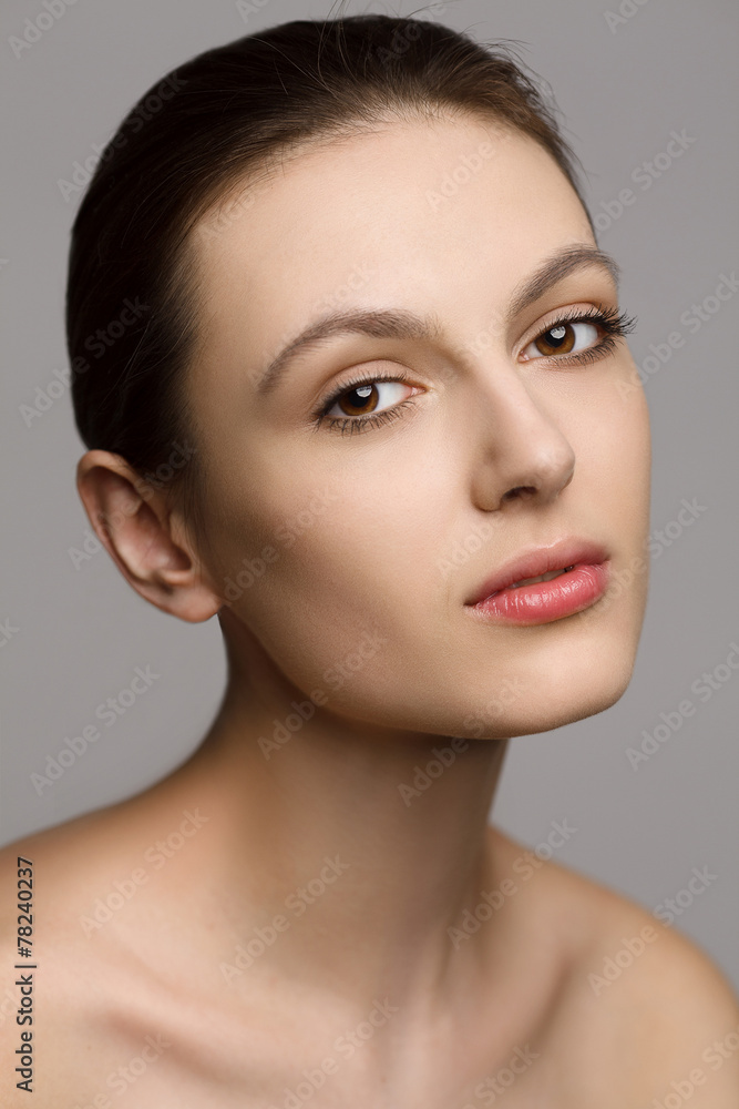 Portrait of a beautiful young woman with natural makeup Portrait of a beautiful young woman with natural makeup