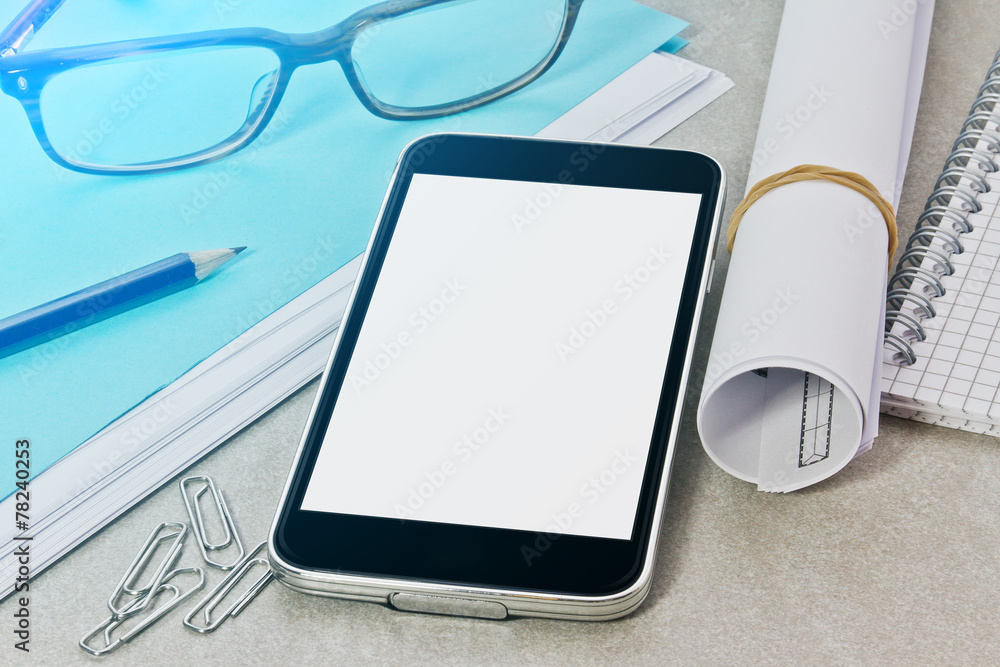 Tech device mock up on office background Tech device mock up on office background