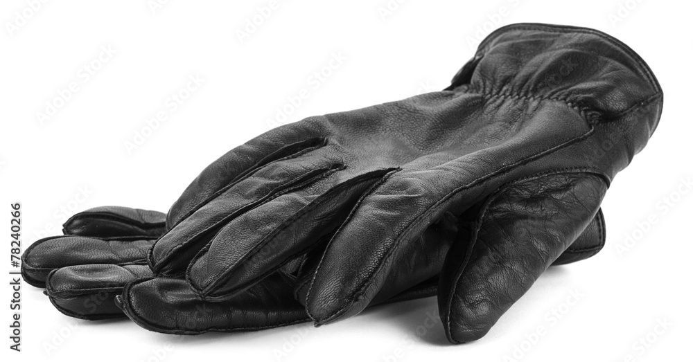 Pair of men's black leather gloves isolated on white Pair of men's black leather gloves isolated on white
