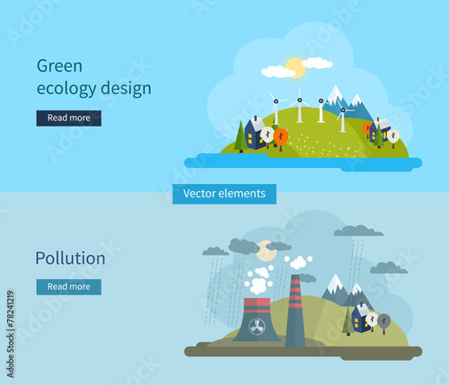 Flat design vector concept illustration with icons of green