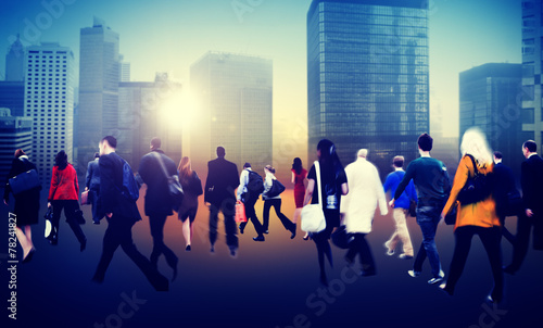 People Commuter Rush Hour Cityscape Togetherness Concept