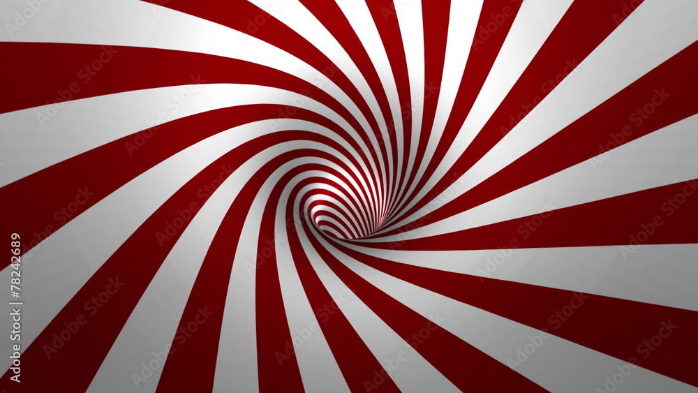 Hypnotic spiral – swirl, red and white background in 3D