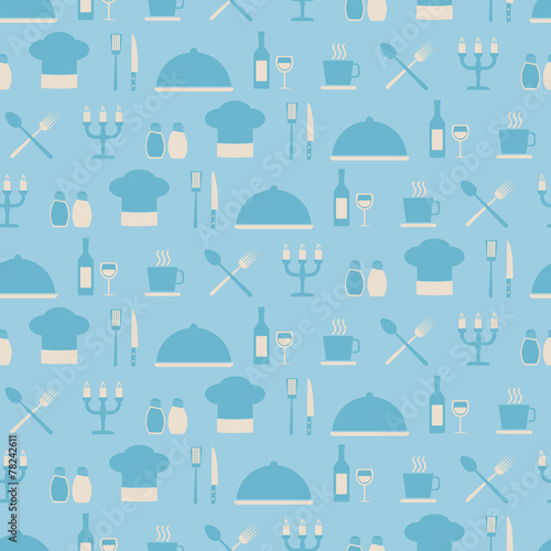 seamless background with restaurant symbols