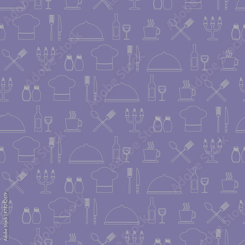 seamless background with restaurant symbols