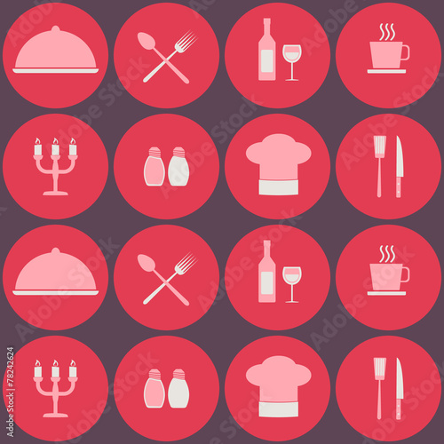 seamless background with restaurant symbols