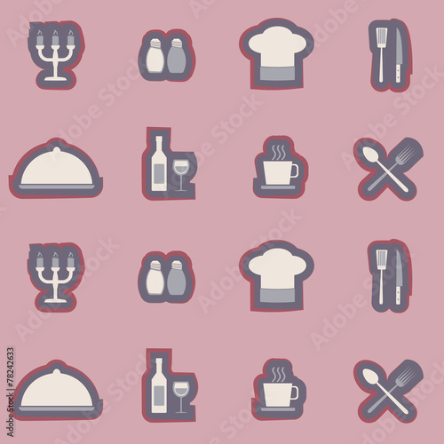 seamless background with restaurant symbols