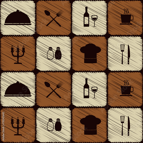 seamless background with restaurant symbols