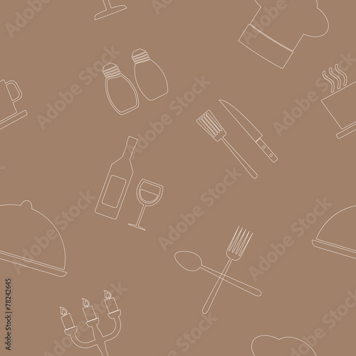 seamless background with restaurant symbols