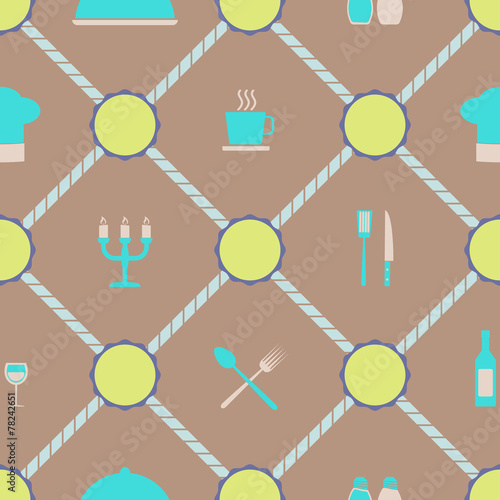 seamless background with restaurant symbols