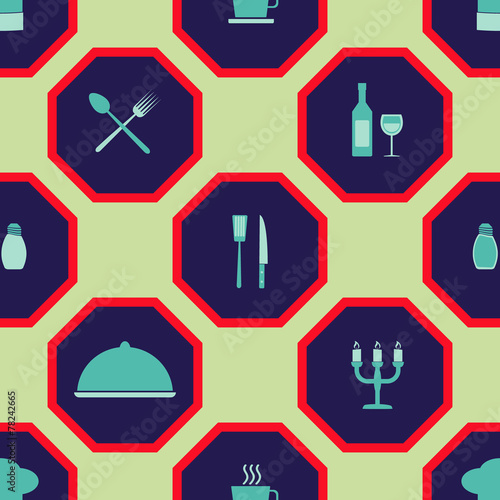 seamless background with restaurant symbols