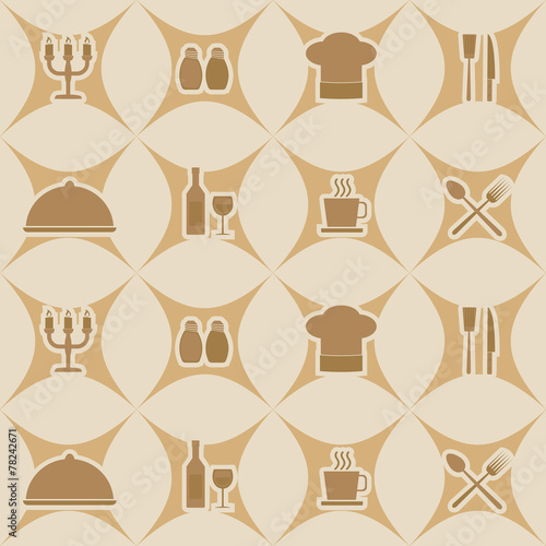 seamless background with restaurant symbols