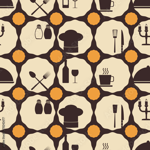seamless background with restaurant symbols