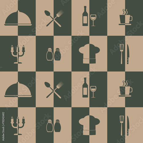 seamless background with restaurant symbols