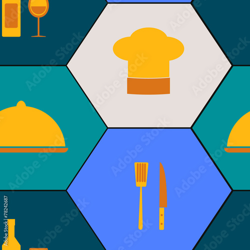 seamless background with restaurant symbols
