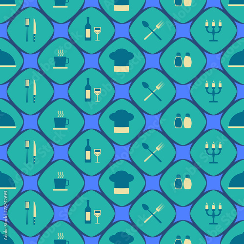seamless background with restaurant symbols