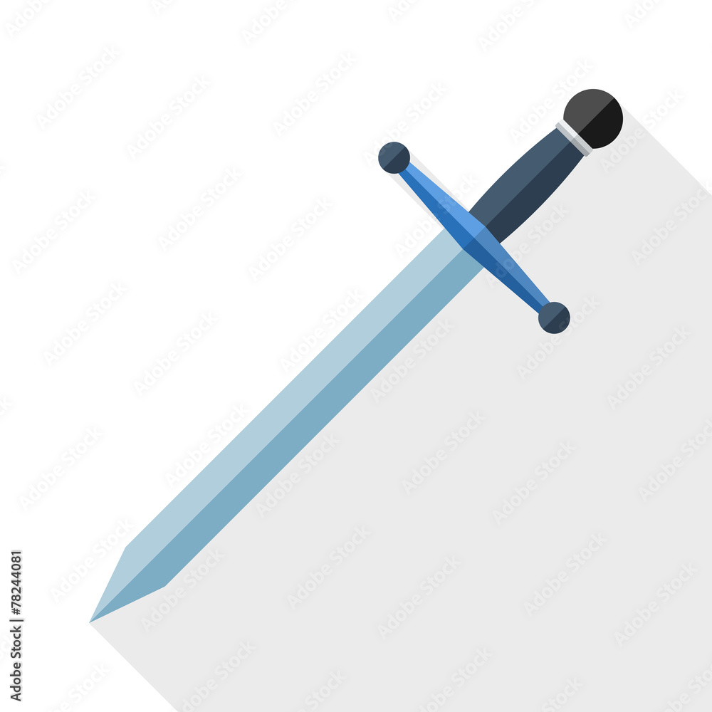 Sword icon with long shadow on white background Sword icon with long shadow on white background