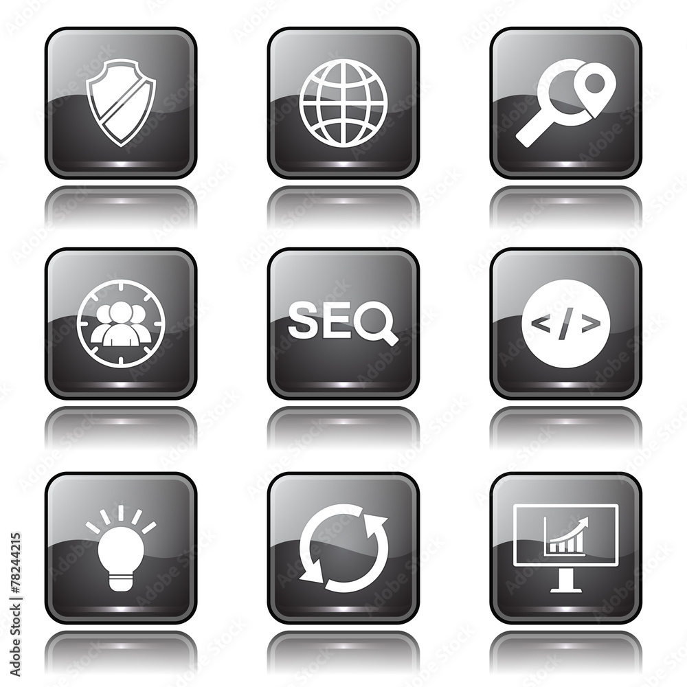 SEO Internet Sign Square Vector Black Icon Design Set 2 SEO Internet Sign Square Vector Black Icon Design Set 2