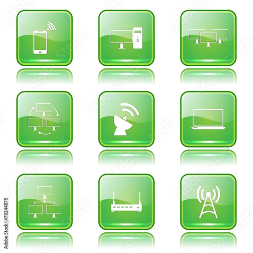 Free Download Telecom Communication Square Vector Green Icon Design Set 2 - GFXLoad