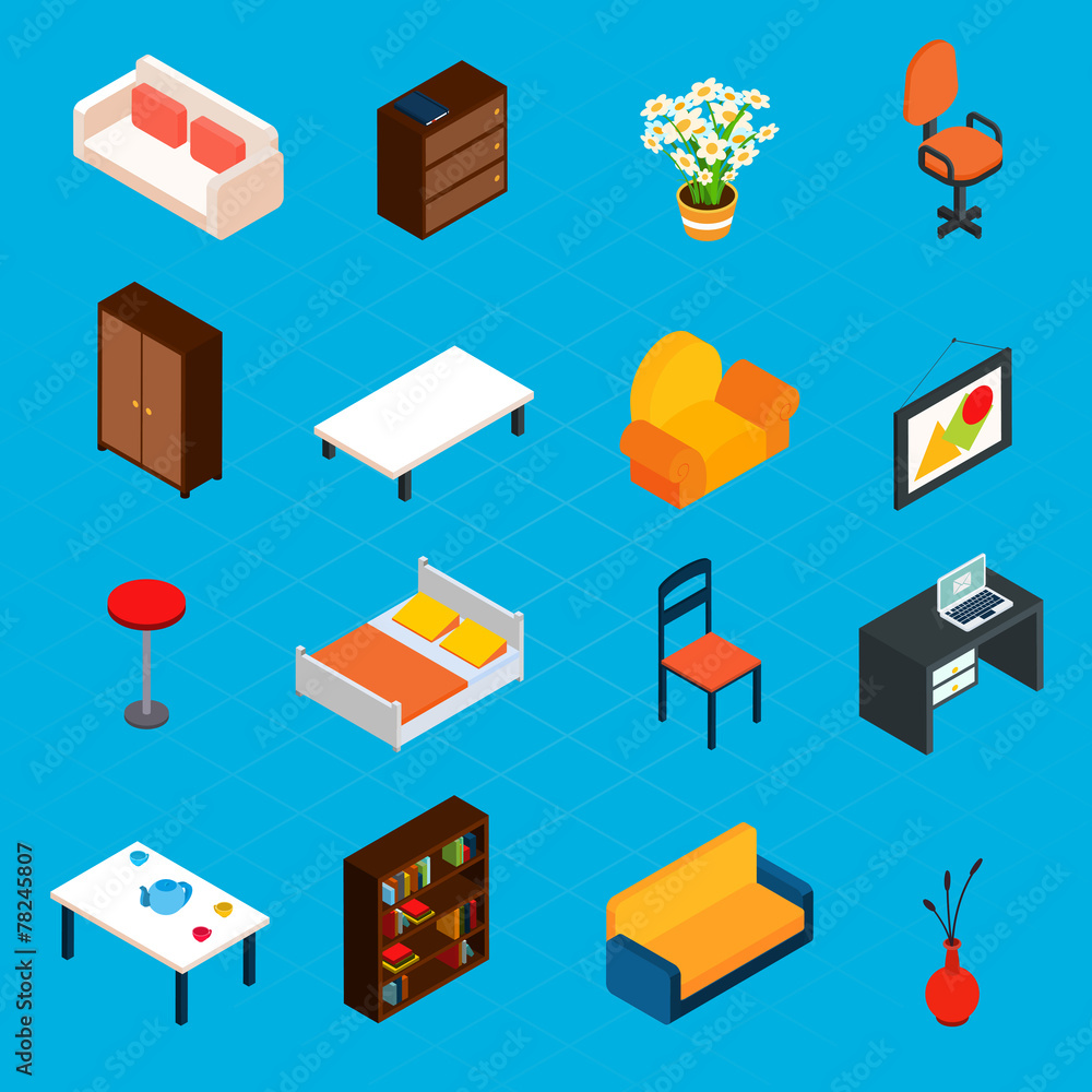Isometric Interior Icons Isometric Interior Icons