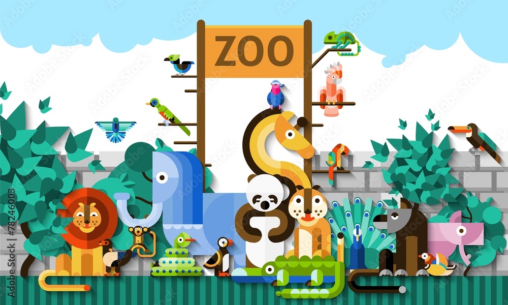 Obraz premium Zoo Background Illustration