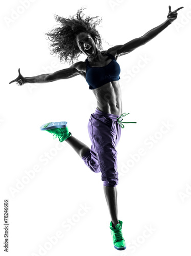 woman zumba dancer dancing exercises silhouette #78246606
