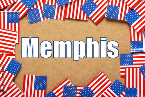 The title Memphis with a border of USA Flags
