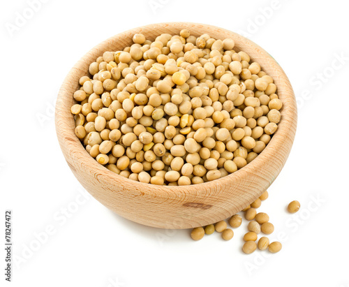 soya beans in a bowl isolated on white