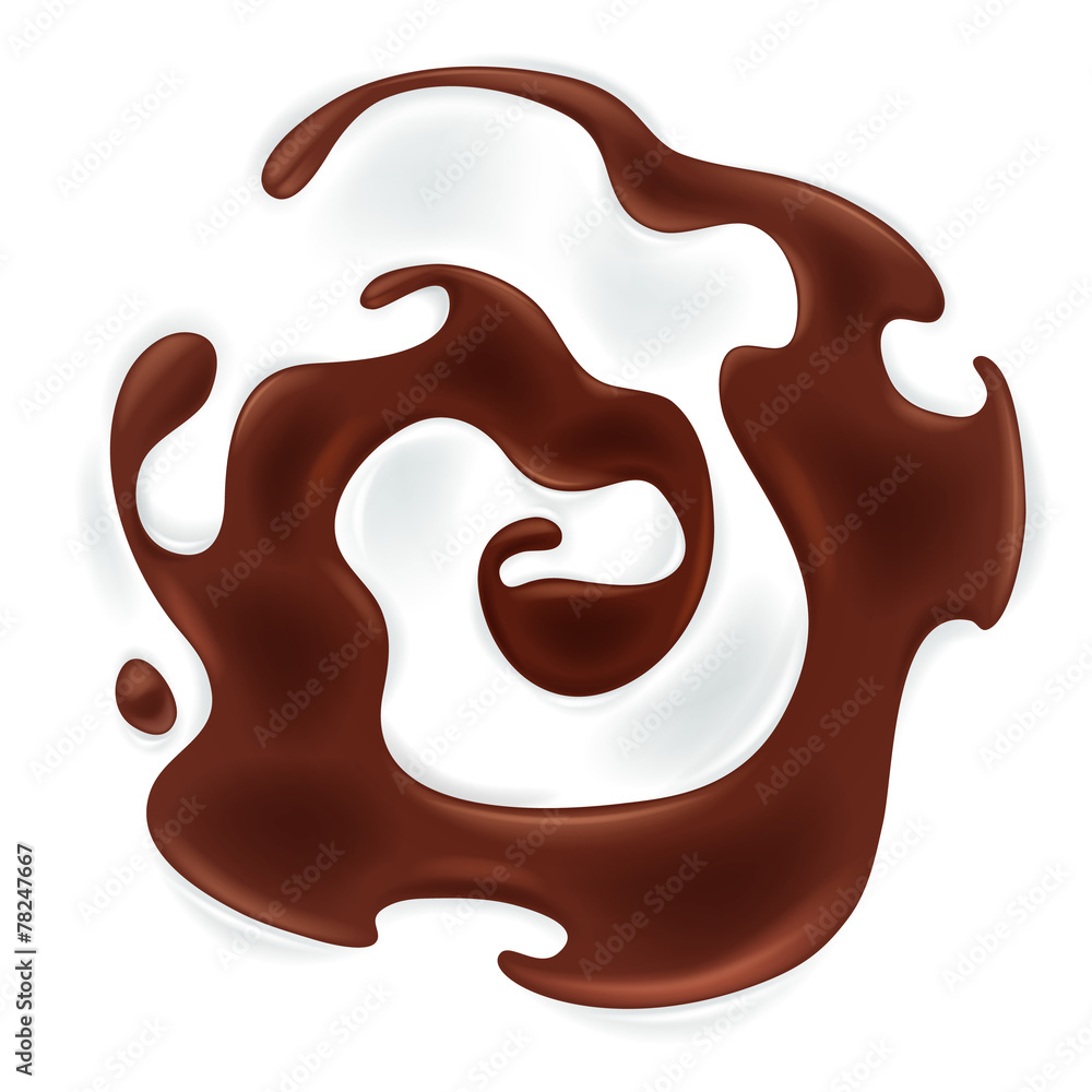 Swirl of chocolate syrup in yogurt or milk. Swirl of chocolate syrup in yogurt or milk.