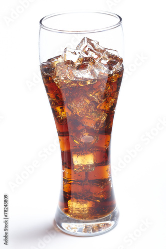 cola with ice cubes
