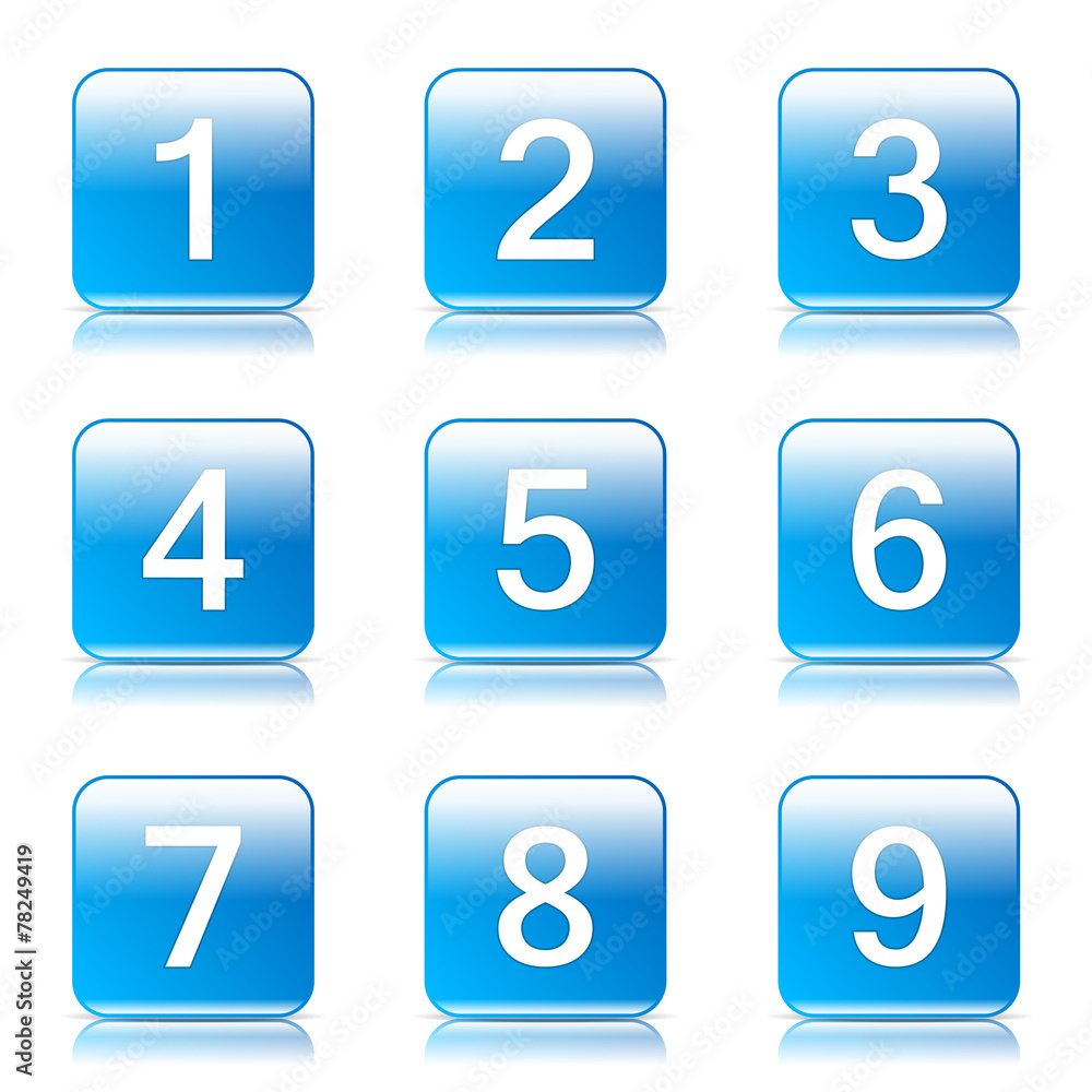 Numbers Counting Square Vector Blue Icon Design Set Numbers Counting Square Vector Blue Icon Design Set