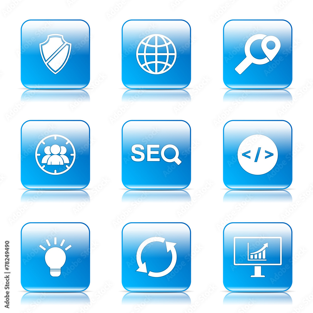 SEO Internet Sign Square Vector Blue Icon Design Set 2 SEO Internet Sign Square Vector Blue Icon Design Set 2