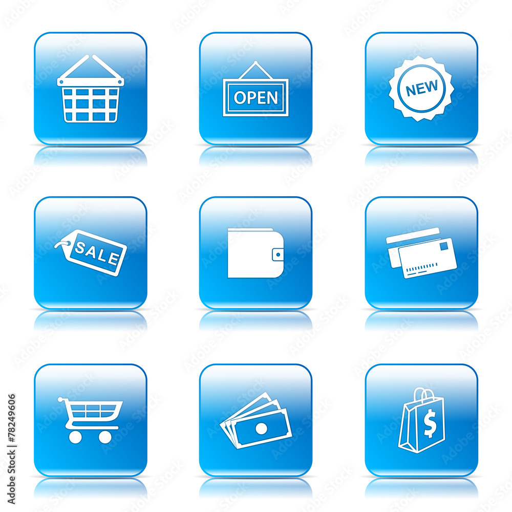 Shopping Sign Square Vector Blue Icon Design Set 2 Shopping Sign Square Vector Blue Icon Design Set 2