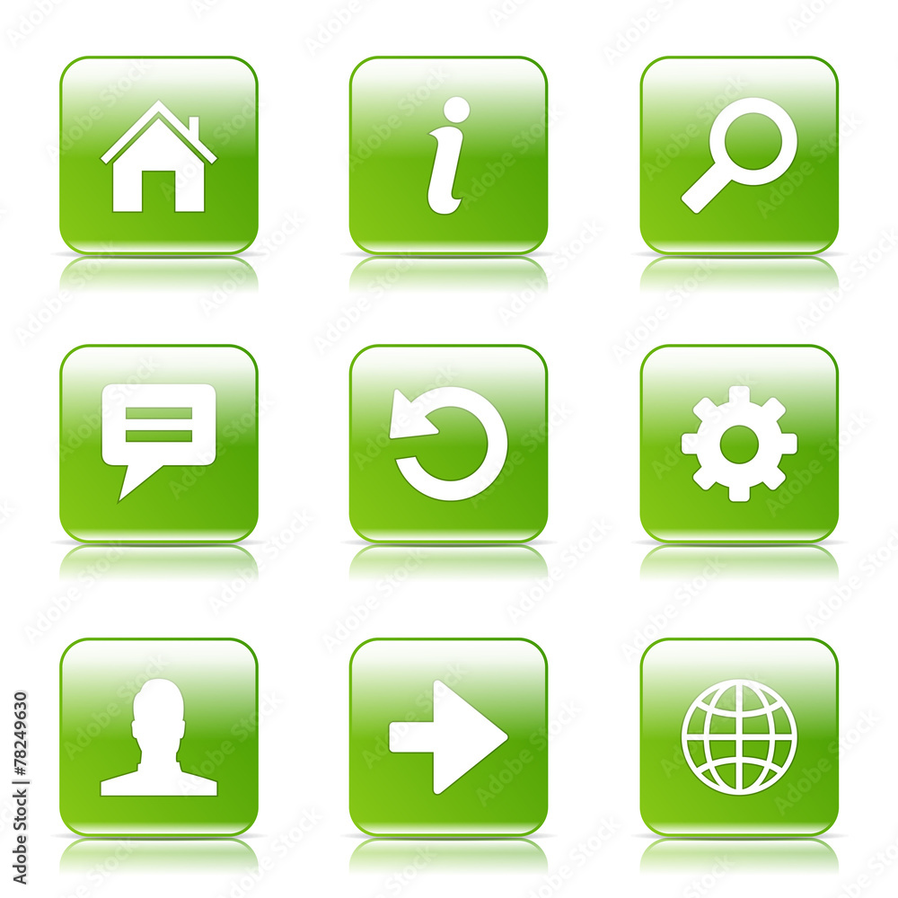 Fototapeta premium Web Internet Square Vector Green Icon Design Set