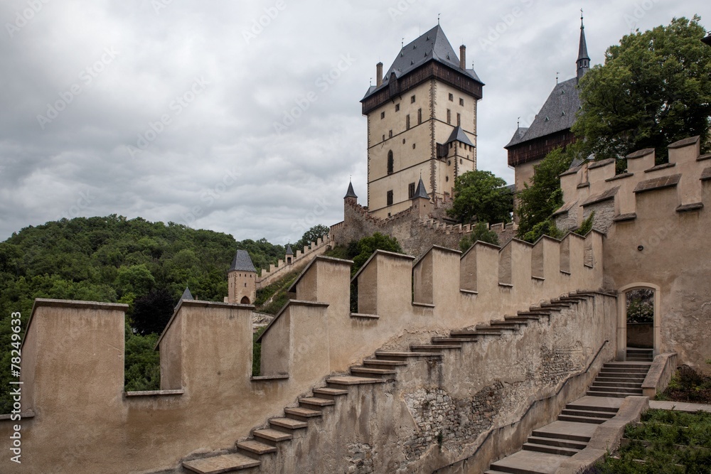 Old royal castle Karlstejn in Czech Republic