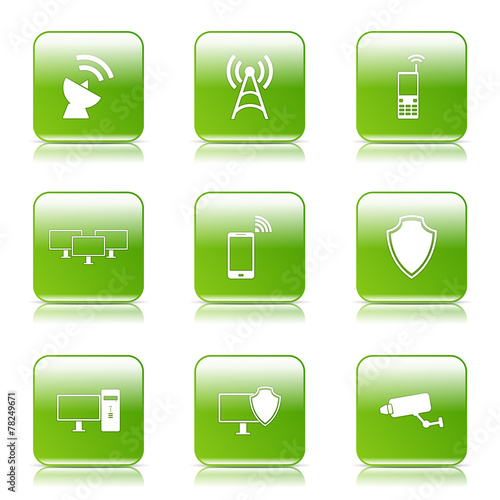 Free Download Telecom Communication Square Vector Green Icon Design Set - GFXLoad