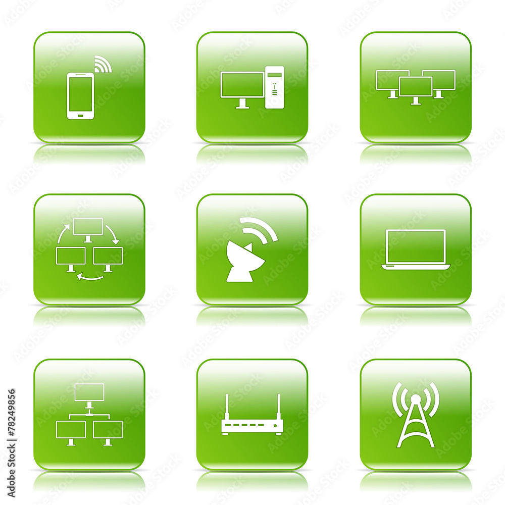 Telecom Communication Square Vector Green Icon Design Set 2 Telecom Communication Square Vector Green Icon Design Set 2