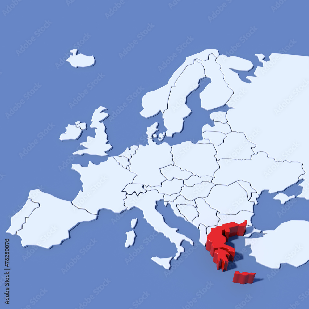 Obraz premium Mappa Europa 3D con indicazione Grecia