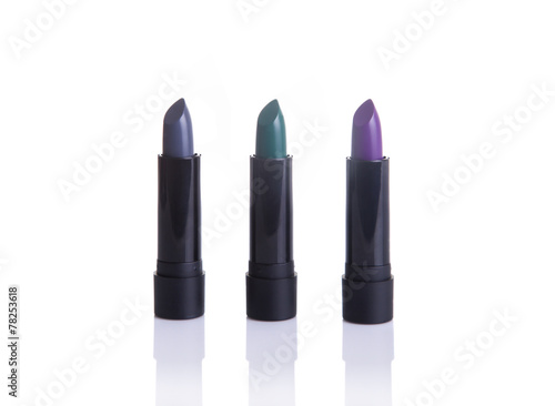 Wallpaper Mural Set of trendy lipsticks in gray, green and purple colors Torontodigital.ca