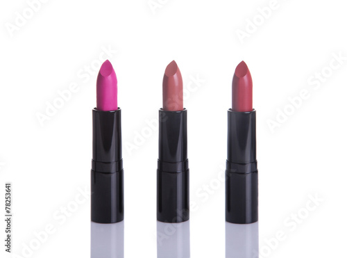 Three lipsticks in glamorous colors