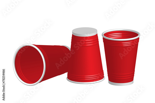 Party red plastic cup isolated on white background