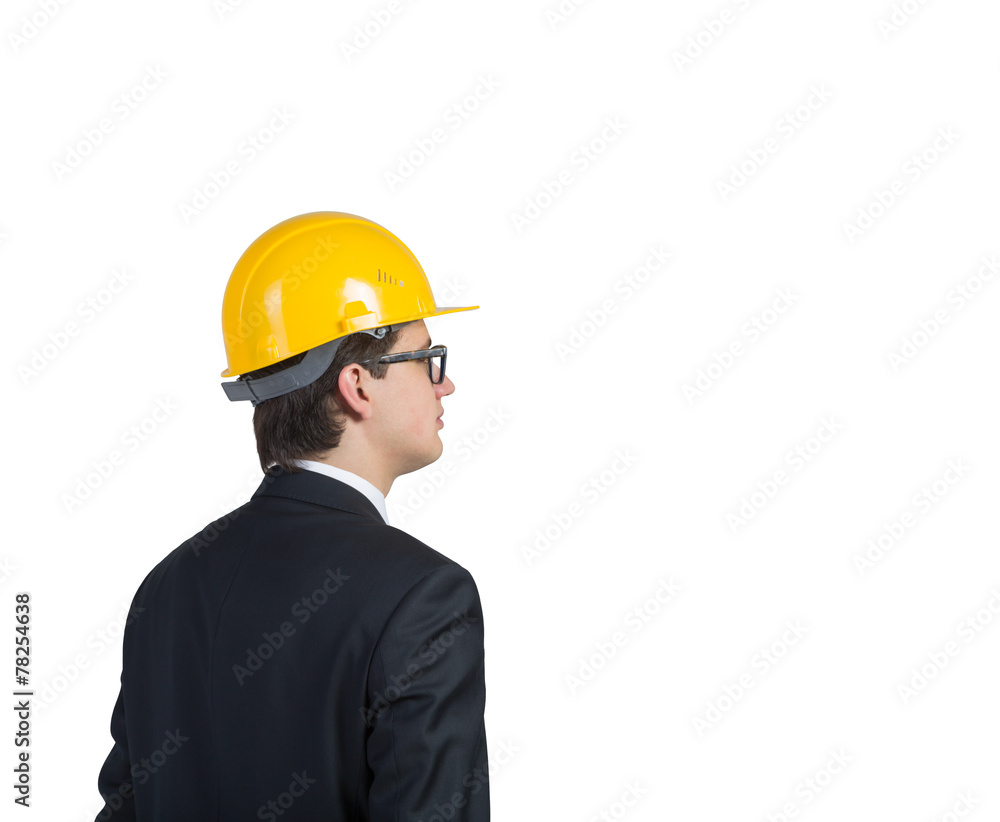 man with yellow helmet