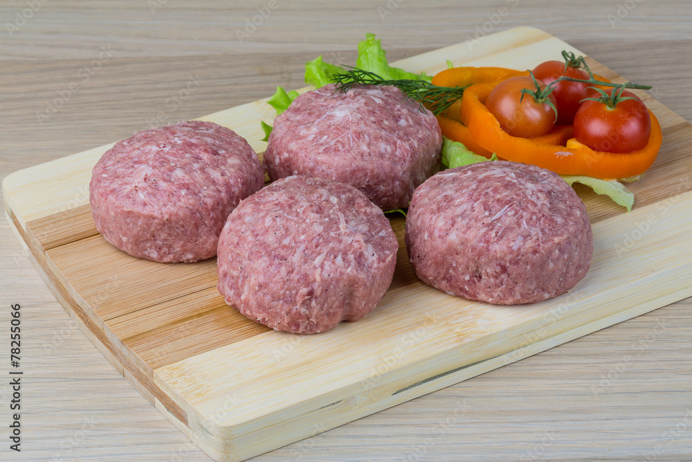 Raw burger cutlet Raw burger cutlet