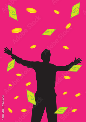 Money Rain and Man Silhouette