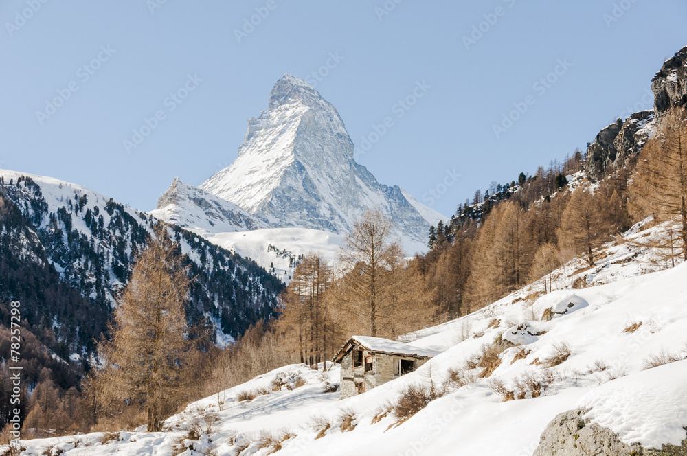 Zermatt, Dorf, Furi, Zmutt, Berghütte, Winter, Alpen, Schweiz