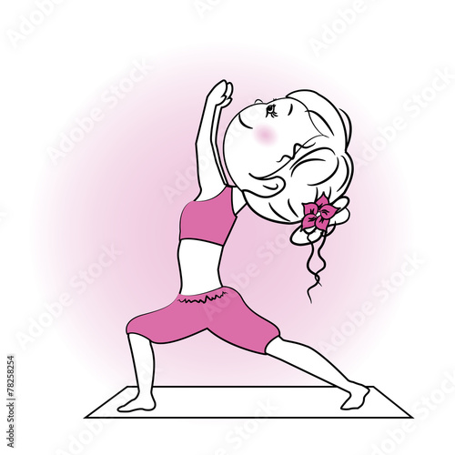 Young girl doing yoga exercise isolated on white