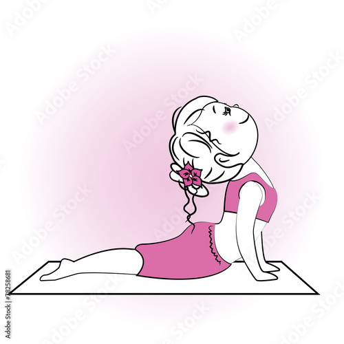 Young girl doing yoga exercise isolated on white